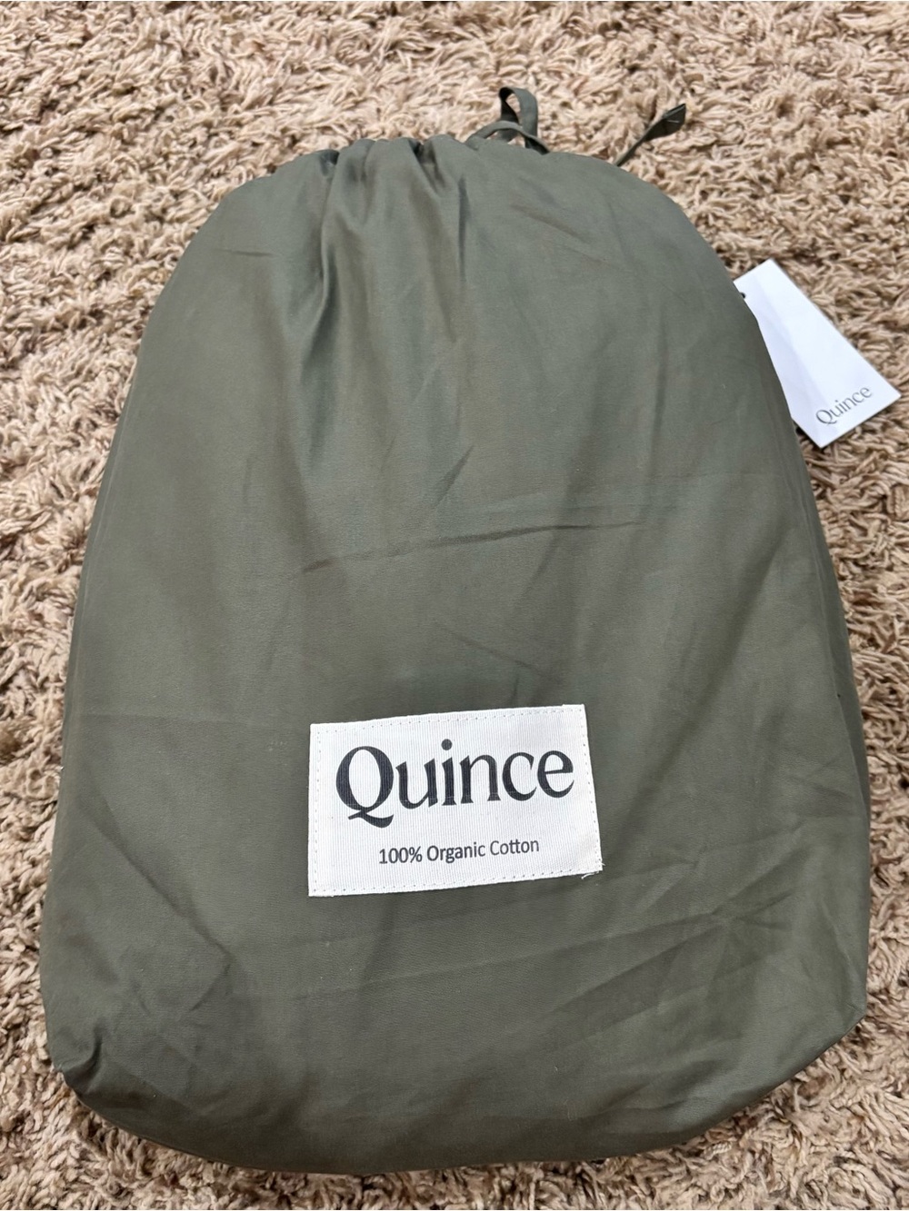 Quince Organic Cotton Percale King Duvet Cover in Dusty Olive
